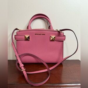 Michael Kors “Karla” Pink East West small two way Handbag gold hardware